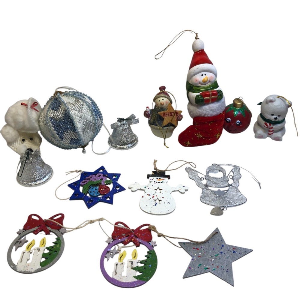 Lot of assorted Vintage Christmas Ornaments some handmade